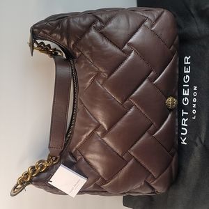 KURT GEIGER Kensington Large Hobo Brown Leather Shoulder Bag